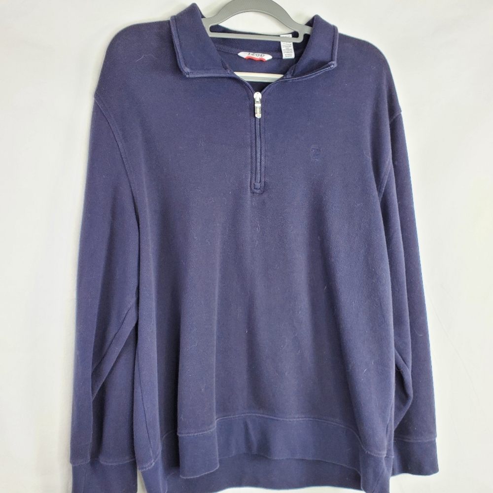 IZOD Blue Heavy Pull over Sweater Jacket
